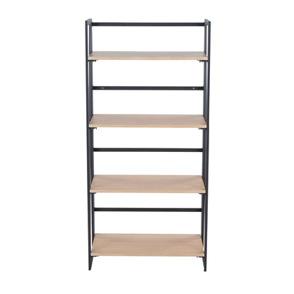 Dakota Contemporary Bookcase in Black Painted Metal and Natural Wood by