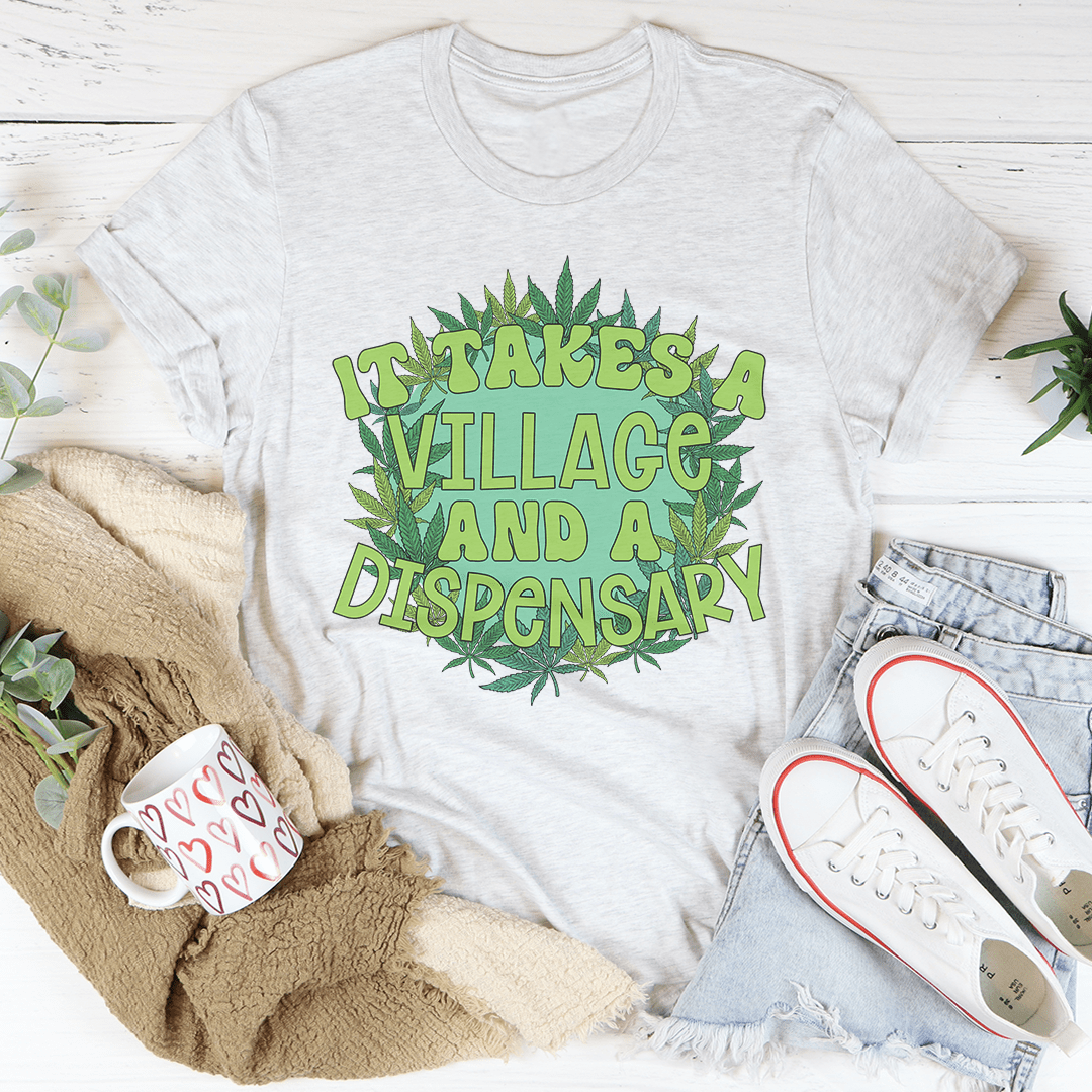 Light heather gray T-shirt with green cannabis-leaf graphic and slogan text