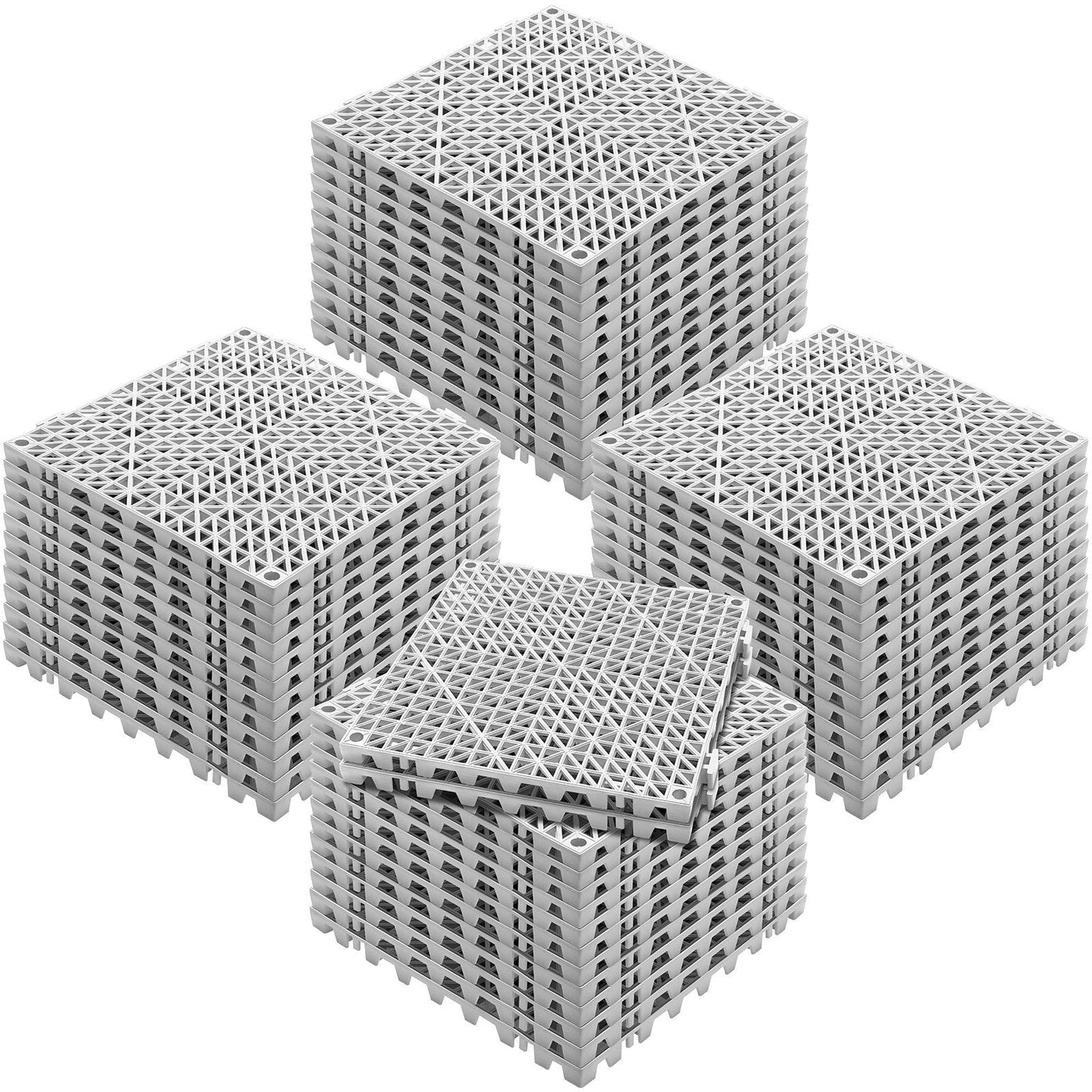 VEVOR Interlocking Tile 50PCS Gray, Drainage Tiles 12" x 12" Splicing, PVC Interlocking Drainage Floor Tiles, Non-Slip Drainage Holes for Restroom, Bathroom, Kitchen, Pool, Wet Areas