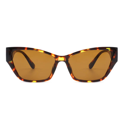 Square retro cat-eye sunglasses, tortoise frame, amber tinted lenses, front view