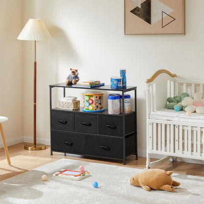 Dresser for Bedroom, Chest of Drawers, 5 Drawer Dresser, Closet Fabric Dresser with Metal Frame tv stand