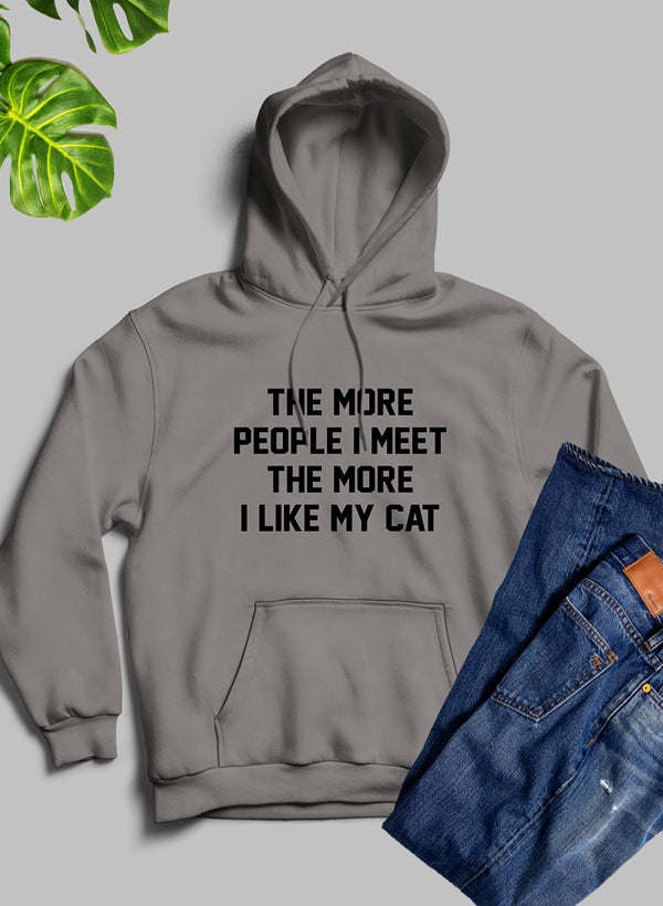 Heather gray hoodie with front statement text print and front pouch pocket