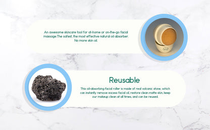 Reusable volcanic stone roller with beige stone end and dark volcanic rock