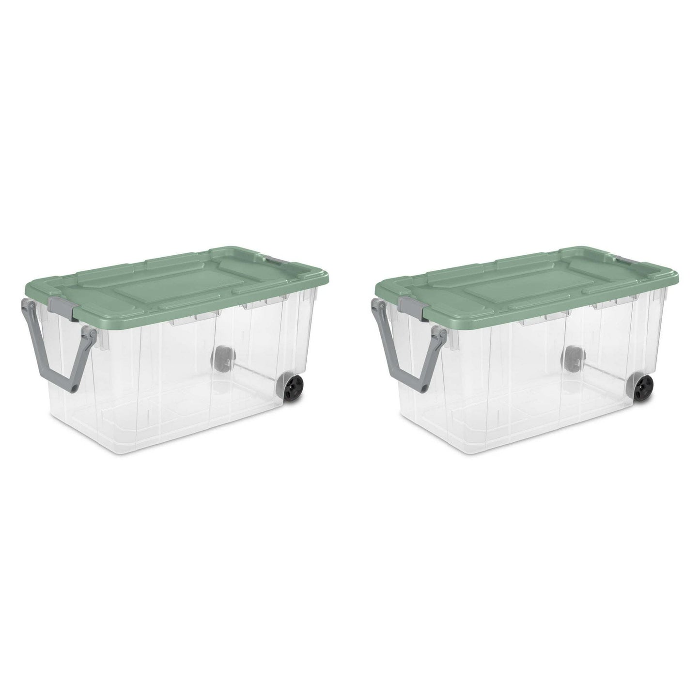 Extra Large Storage Bin, 160 Quart Wheeled Clear Plastic Storage Container with Handle, Gray, Pack of 2