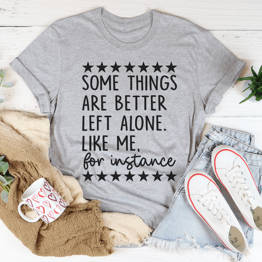 Heather gray T-shirt with black stars and quote graphic on front