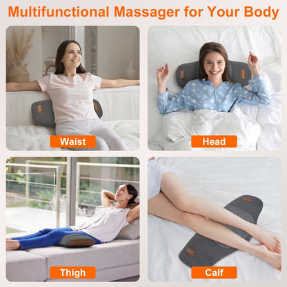 Dark grey lumbar massager pillow for waist, head, thigh, and calf