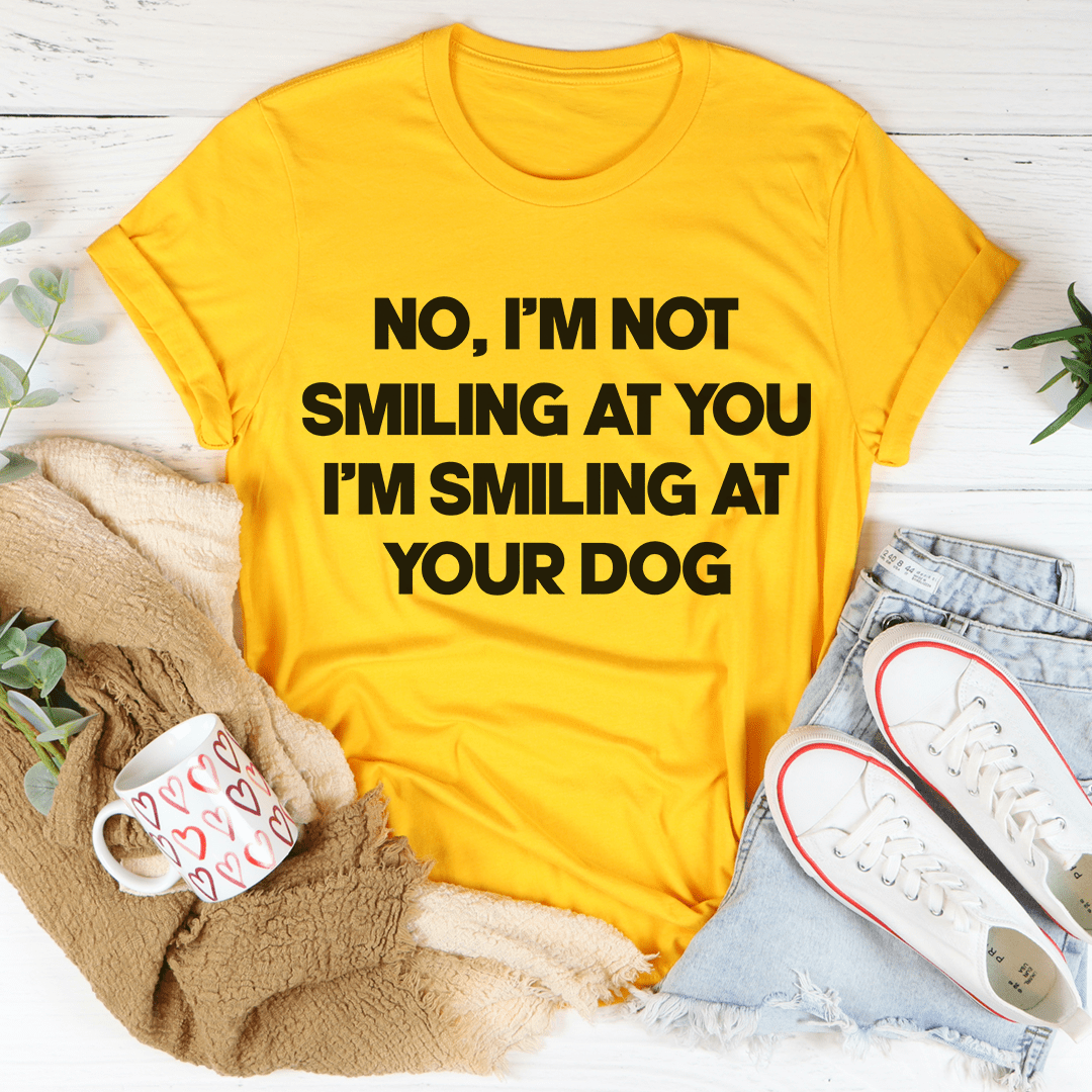 Mustard yellow crewneck T-shirt with bold dark slogan graphic