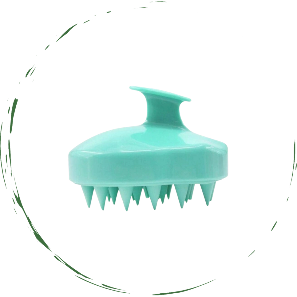 Aqua silicone scalp massager brush with short bristle tips and circular head