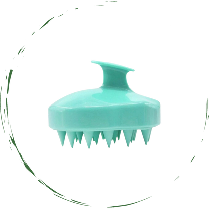 Aqua silicone scalp massager brush with short bristle tips and circular head