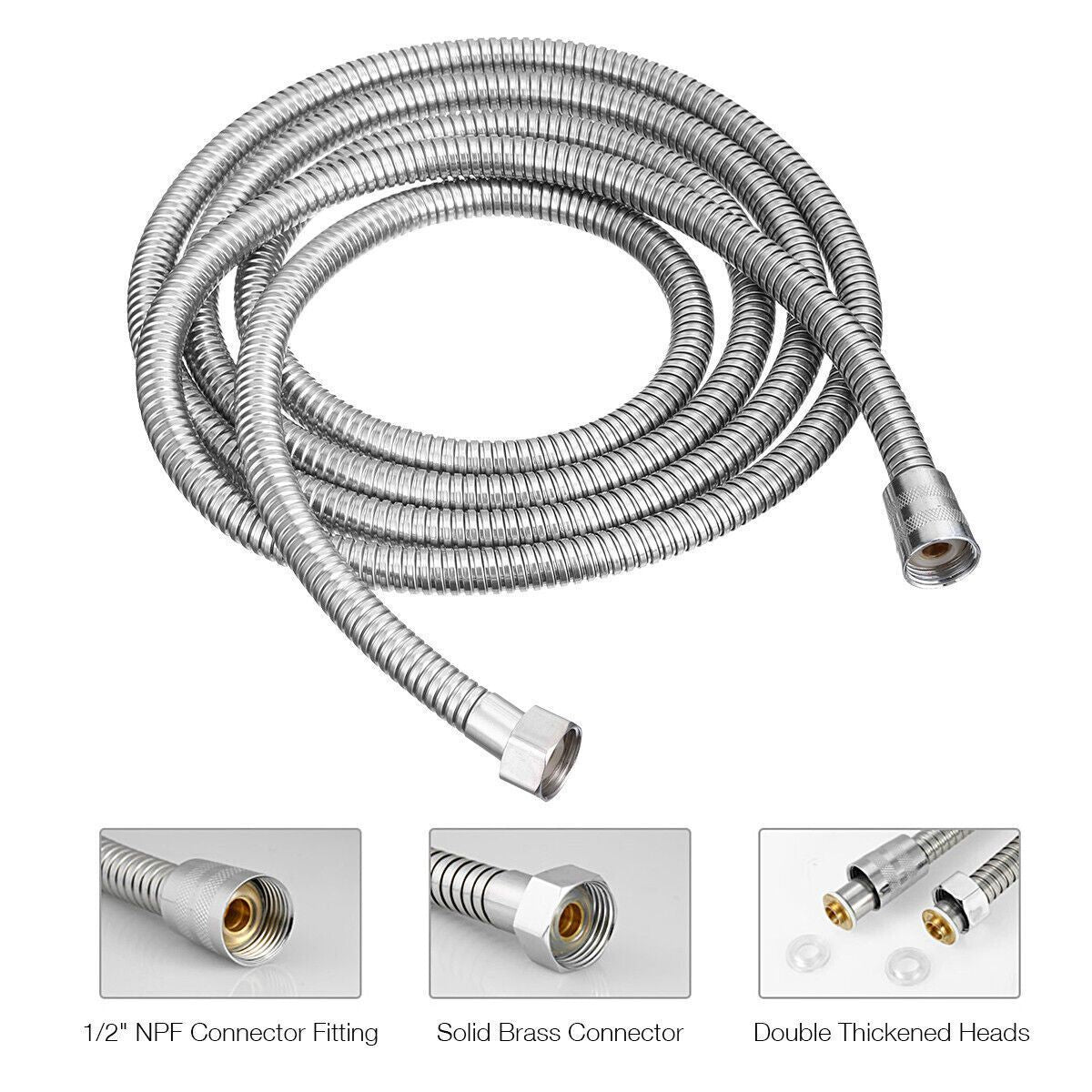 2 m / 3 m / 79" / 118" Shower Water Hose Shower Head Stainless Steel Flexible Replacement Hose