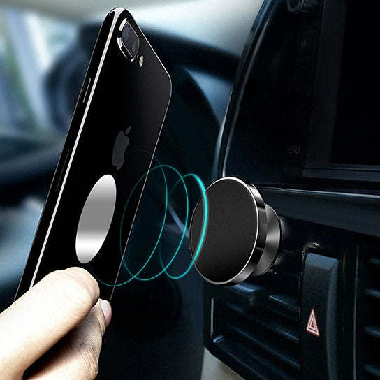 Magnetic phone vent holder with circular magnet and blue guidance rings
