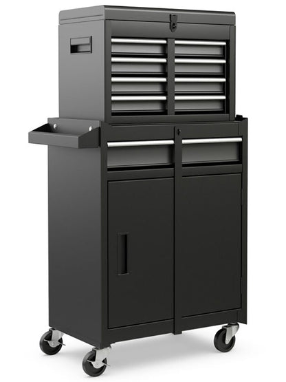 2-in-1 Rolling Tool Chest with 5 Sliding Lockable Drawers