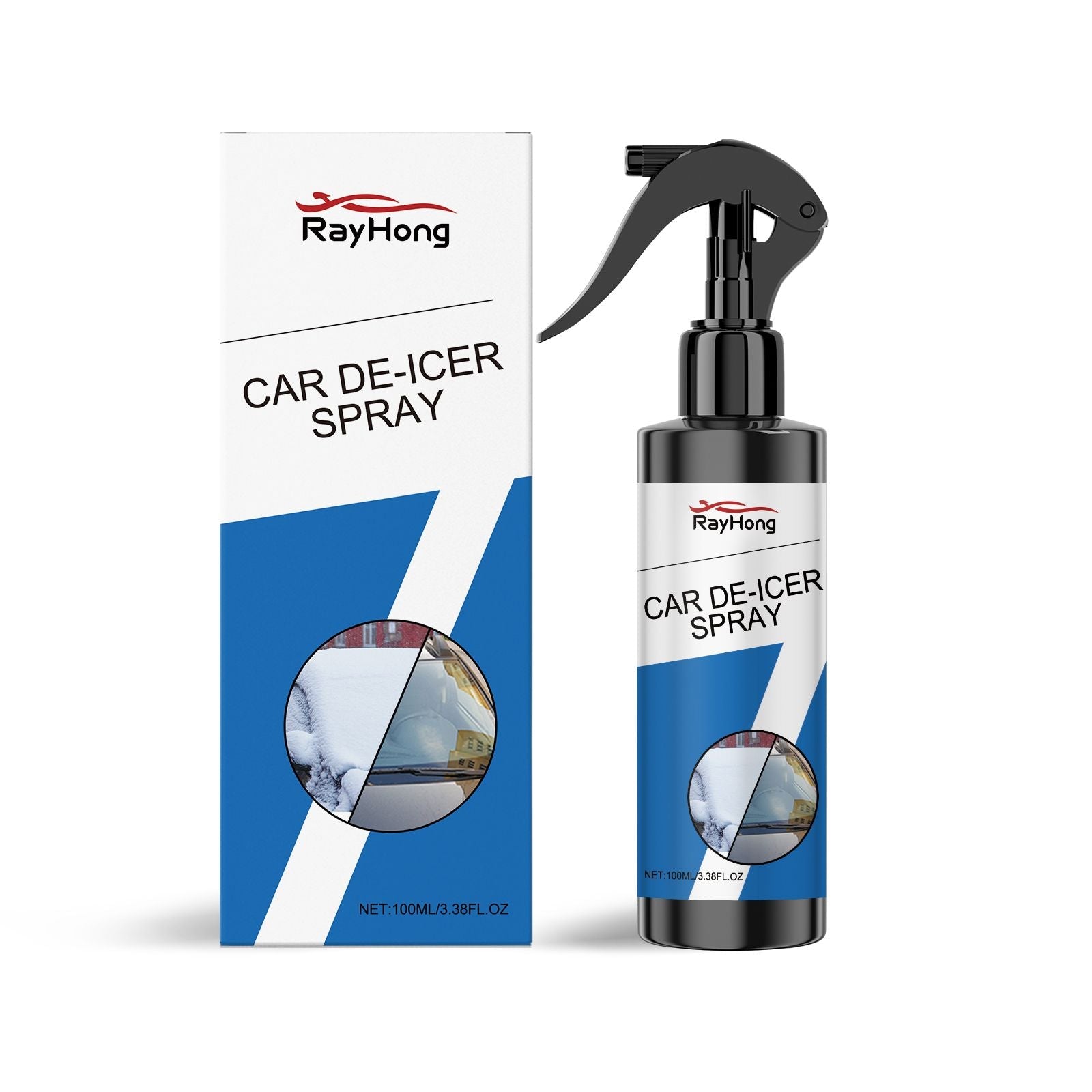 De-icer spray bottle with Rayhong car de-icer packaging box