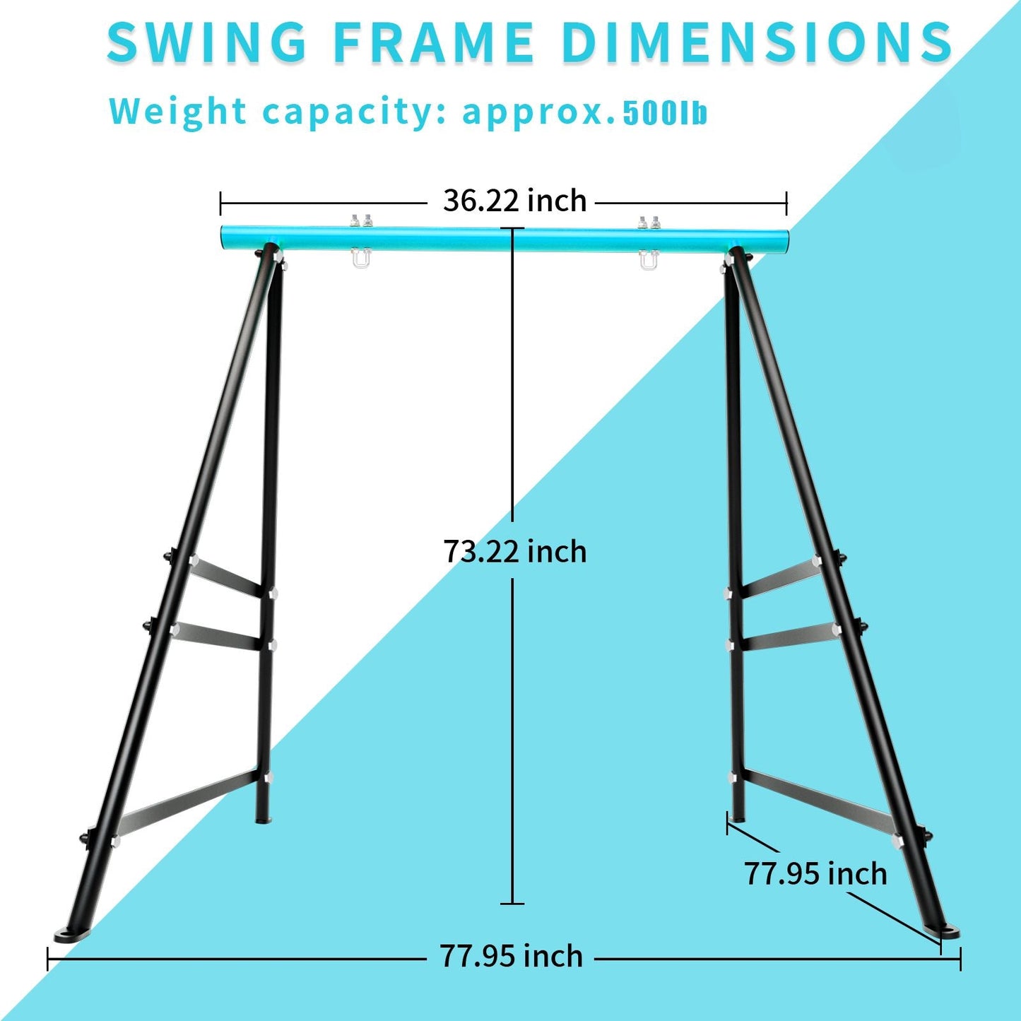 Metal Swing Stand Swing Sets for Backyard,Powder Coated Swing Frame of Swing Set with Extra Side Bars,880 Lbs Heavy-Duty A-Frame Outdoor Swing Fits Swing Chair,Porch Swing