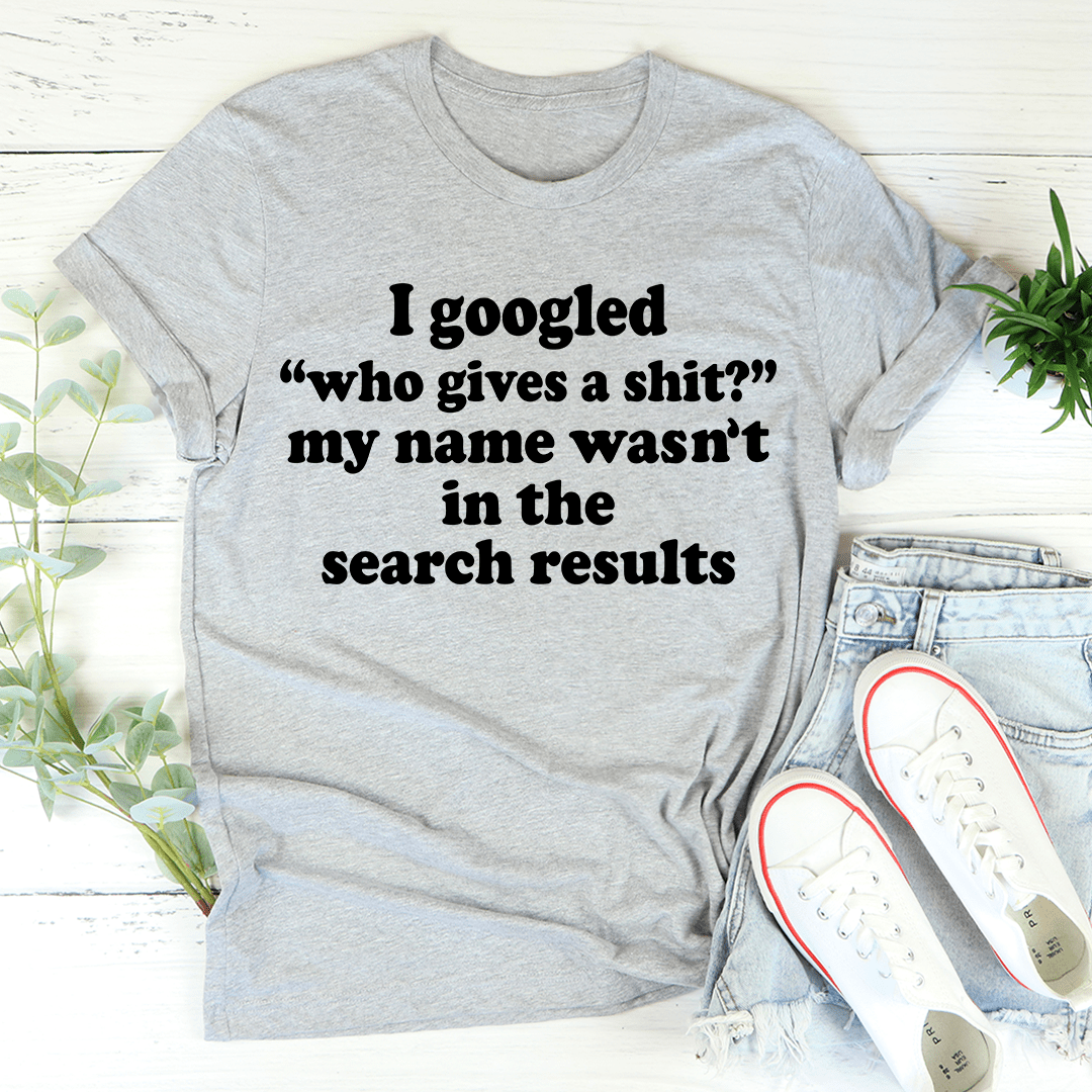 Gray heather crew t-shirt with 'I googled' graphic text print