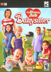 Windows PC babysitting simulation game cover featuring cartoon babysitter and children