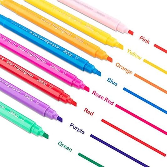 Dual-tip curve highlighter pen set with assorted colors