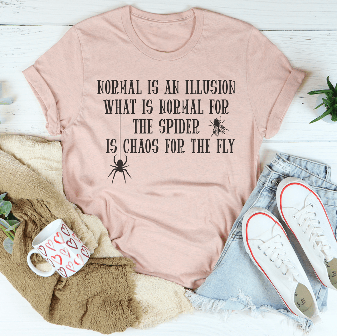 Light blush spider quote T-shirt with crew neck and short sleeves