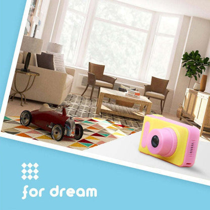 Kids mini digital video camera, pink body with front lens