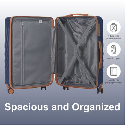 Luggage Sets ABS Hardshell 3pcs Luggage, Lightweight Durable Suitcase sets Spinner Wheels Suitcase with TSA Lock 20''24''28'' Available(Navy Blue)