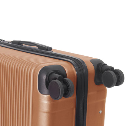 Luggage Sets ABS Hardshell 3pcs Luggage, Lightweight Durable Suitcase sets Spinner Wheels Suitcase with TSA Lock 20''24''28'' Available(Brown)