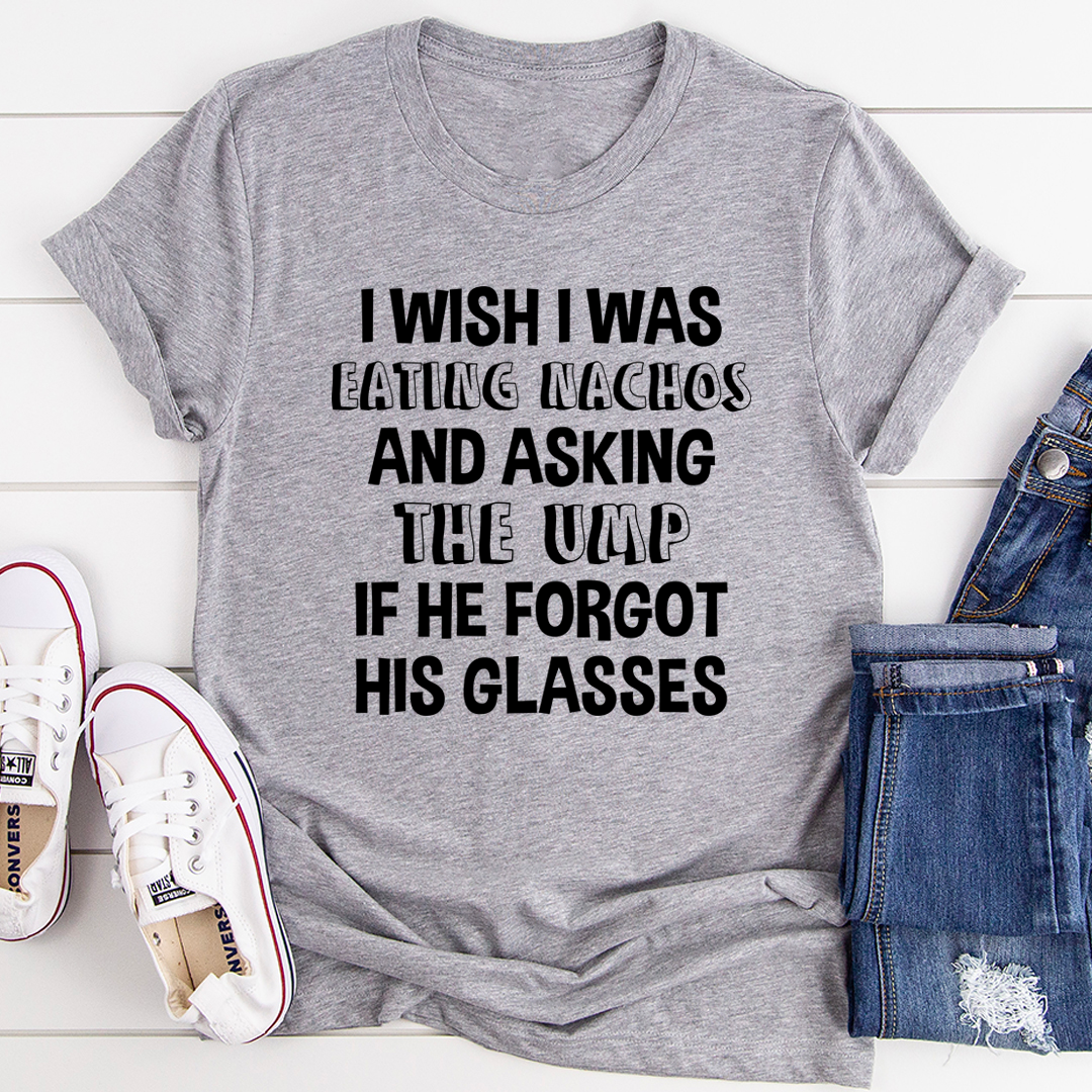 Athletic heather gray crewneck T-shirt with bold black text graphic on front, centered.