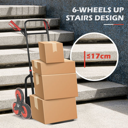 Stair Conqueror: 6-Wheel Foldable Steel Hand Truck, 330lbs Load Capacity for Effortless Climbing