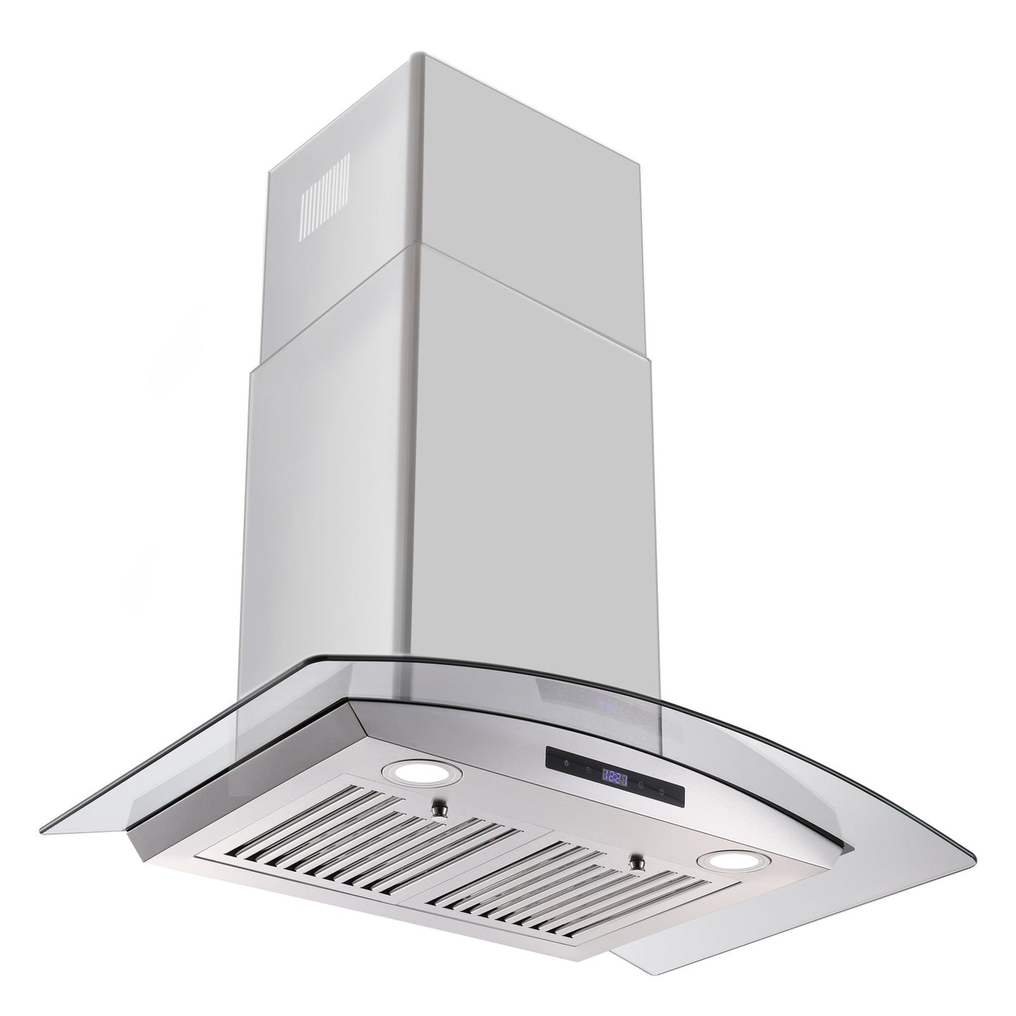 30-inch wall mounted range hood with stainless steel baffle filter box and glass chimney