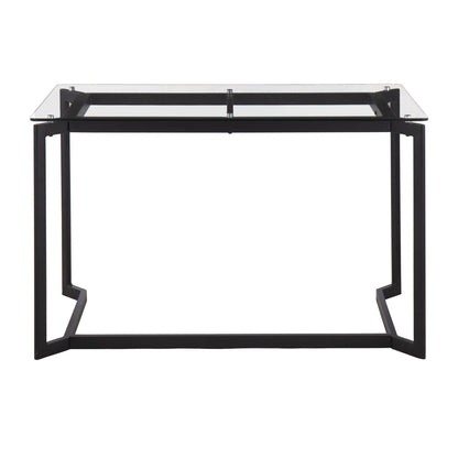 Masters Modern Office Desk in Black Steel with Clear Glass Top by