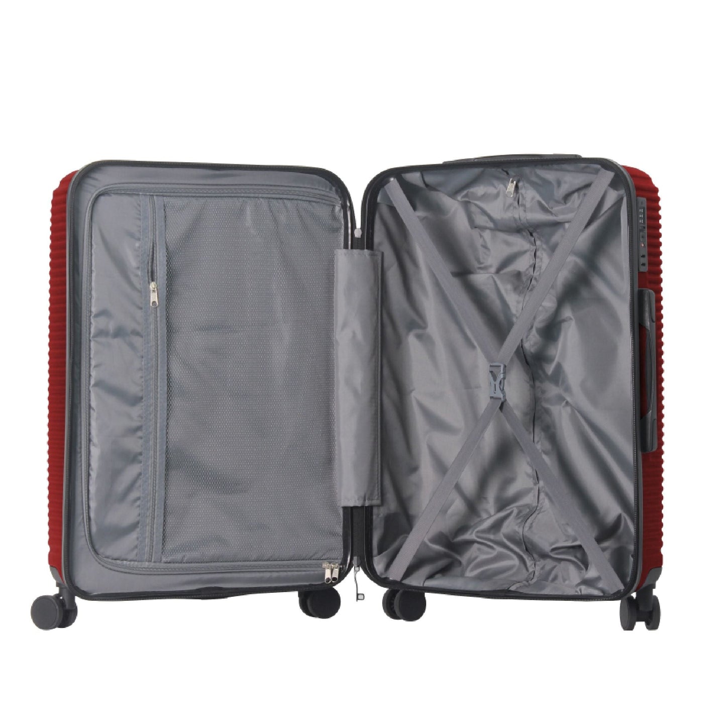 Luggage Sets ABS Hardshell 3pcs Luggage, Lightweight Durable Suitcase sets Spinner Wheels Suitcase with TSA Lock 20''24''28'' Available(WINE RED)