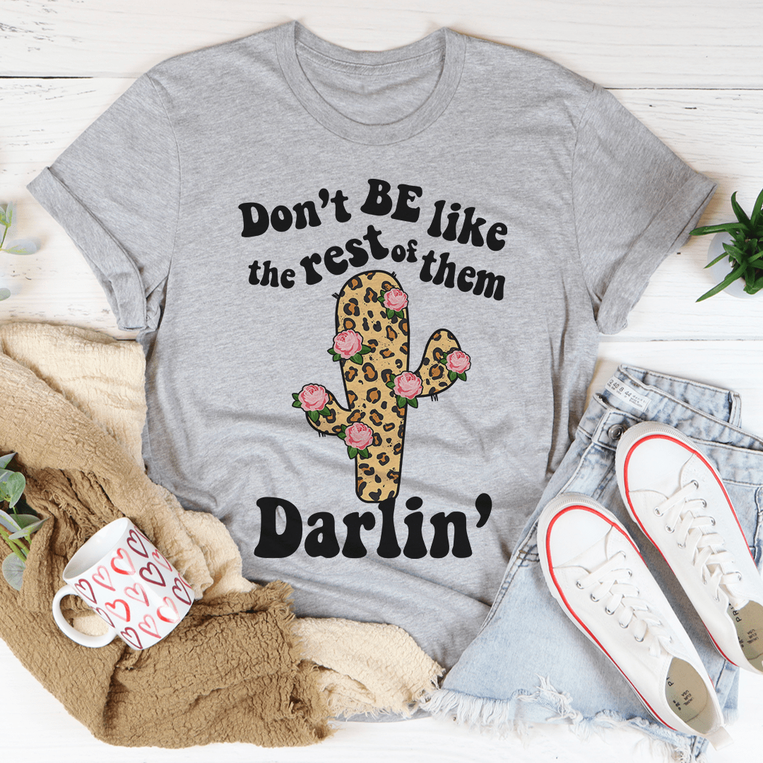 Heather gray T-shirt with cactus floral graphic and “Darlin’” text