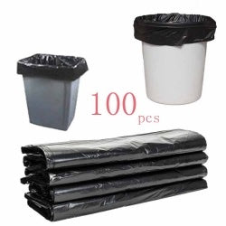 Black trash bag liners, folded bundle, 100 pieces.