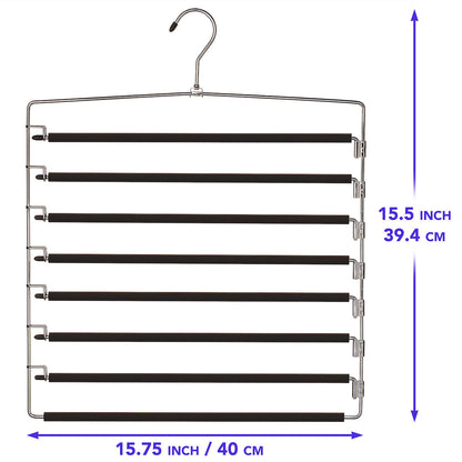 Metal Hanger 8 Tier Swing Arm | Space Saving Clothing Hangers with Foam Padding, Removable Arms, Alloy Steel Construction for Durability
