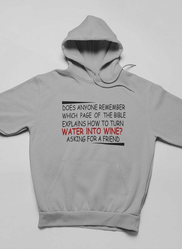 Light grey hoodie with hood and front quote graphic text