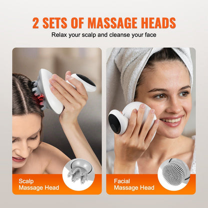 Rechargeable VEVOR Electric Scalp Massager for Hair Growth & Stress Relief, IPX7 Waterproof Design, 8 Removable Heads, Perfect Gift for Mom or Dad