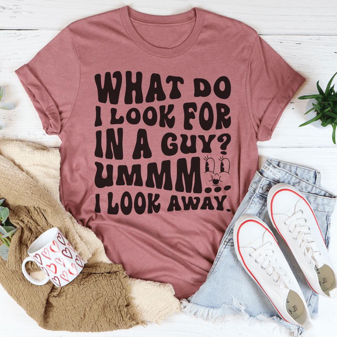 Mauve crew-neck graphic T-shirt with large stacked front lettering and small mouse icon