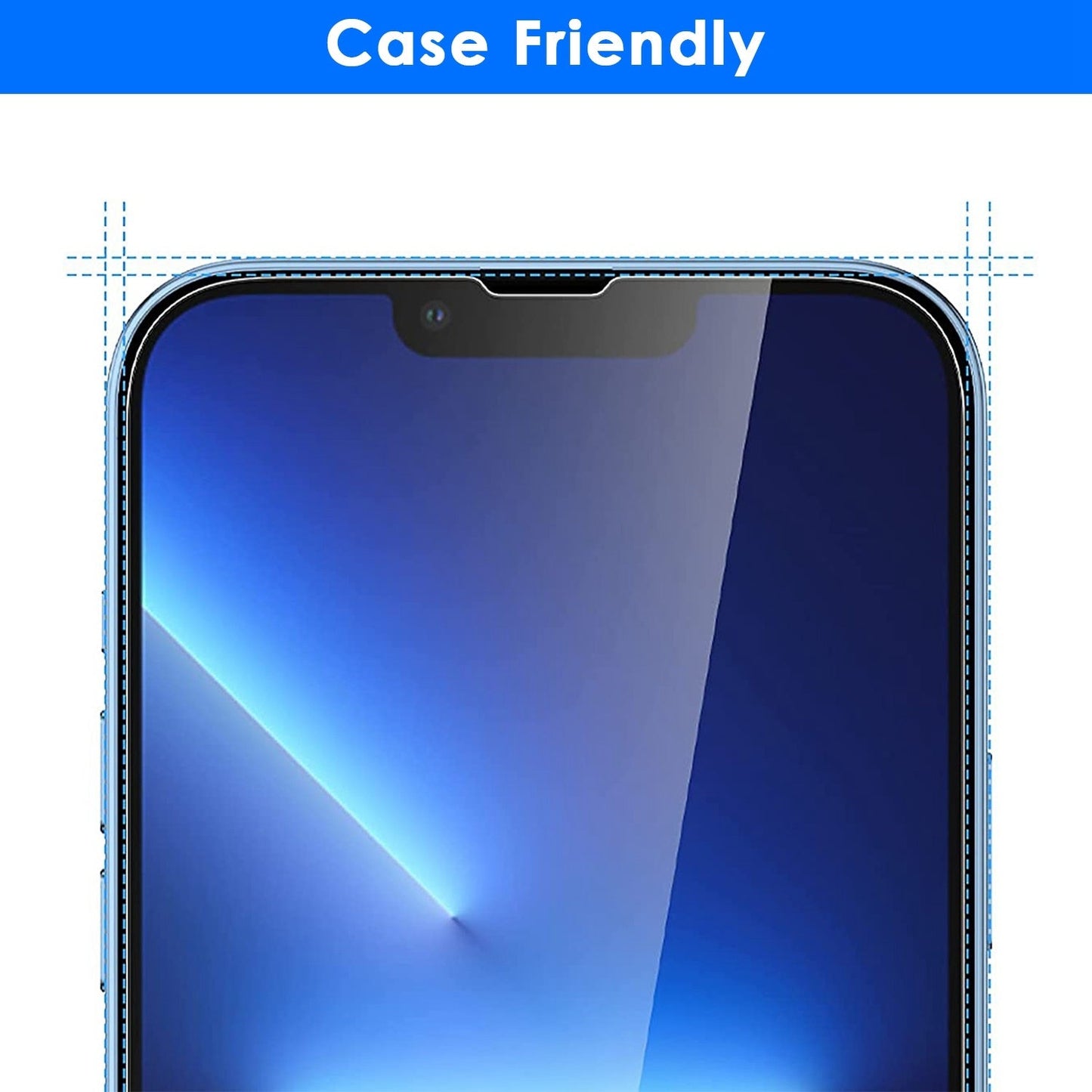 Case-friendly tempered glass screen protector, full coverage display with cutouts