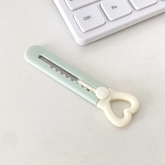 Mint green heart-handled mini utility knife paper cutter