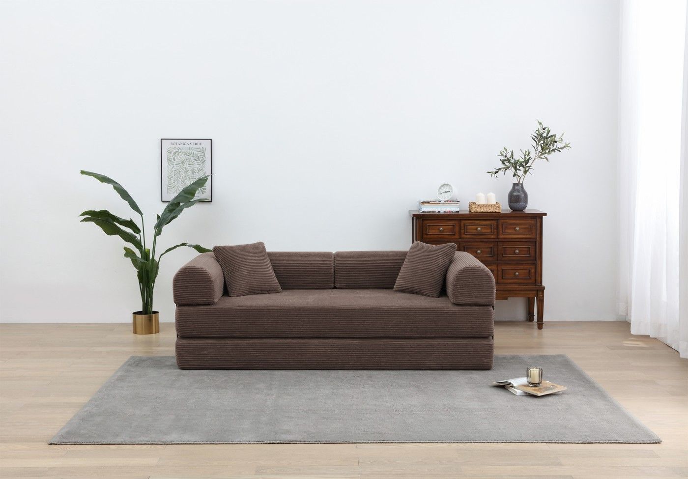 Foldable Sofa Bed, 77.9'' Folding Floor Couch, Compressed Convertable Sleeper Sofa, Memory Foam Couch with Pillow Back Support Armrest, 4-in-1 Futon Sofa Bed for Living Room, Army green