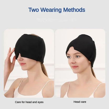360° Migraine Relief Gel Hat - Hot Cold Therapy Pain Mask for Instant Relief & Pressure Release with Eye Masks Included