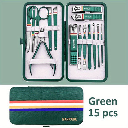 Premium Manicure Set - Stainless Steel Toe & Finger Nail Clippers, Files & Cutters - Perfect for Men & Women!