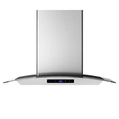 30-inch wall mounted range hood with chimney and built-in black touch control panel