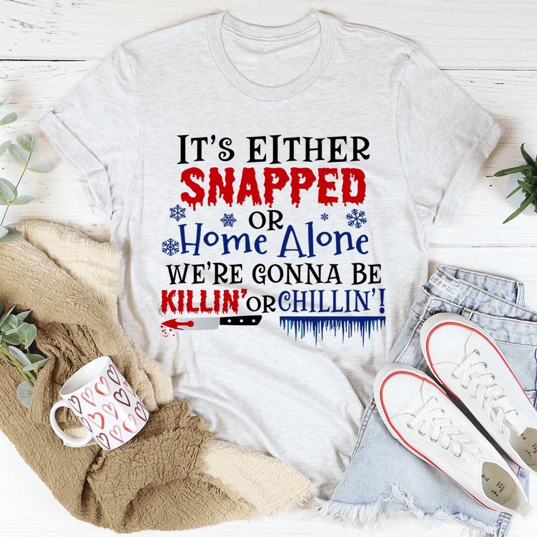 Ash Christmas t-shirt with bold holiday slogan graphic, crew neck.