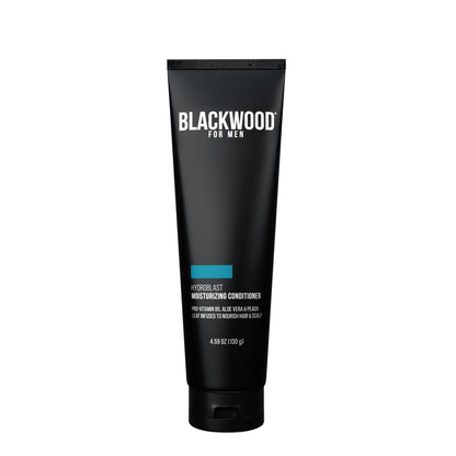 HydroBlast moisturizing conditioner tube, BLACKWOOD for Men, front label with blue accent