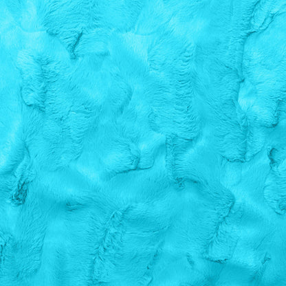 Maui turquoise faux fur fabric for bean bag couch, crinkled texture close-up