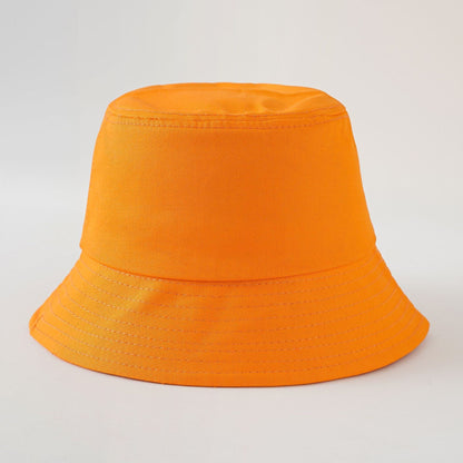 Orange solid bucket hat with stitched brim and crown, fisherman style