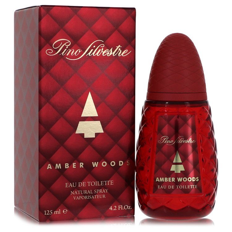 Pino Silvestre Amber Woods eau de toilette spray bottle and red patterned box