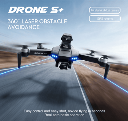 DRONE S+ 6K Electric Tuning Dual-Camera Drone with 360° Laser Obstacle Avoidance, GPS Automatic Return, Perfect Aerial Photography Tool for Beginners with Zero Threshold