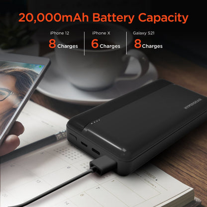 HyperGear 20000mAh 20W PD + USB Power Bank Black