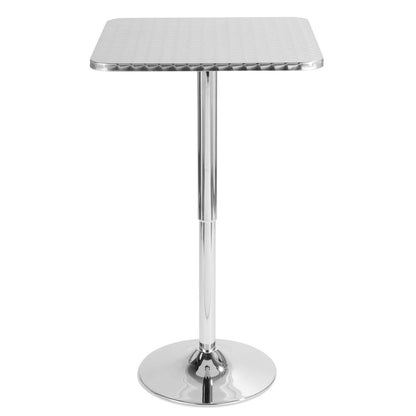 Bistro Contemporary Adjustable Square Bar Table in Silver by